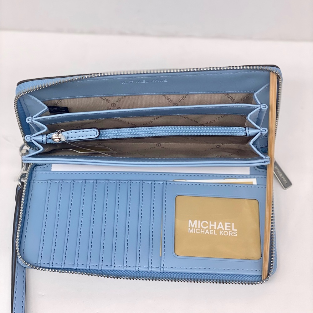 Michael Kors Large Continental Wallet Wristlet light Sky - Picture 8 of 10